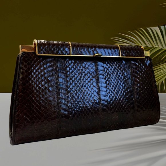 Brown Snake Skin Shoulder Purse